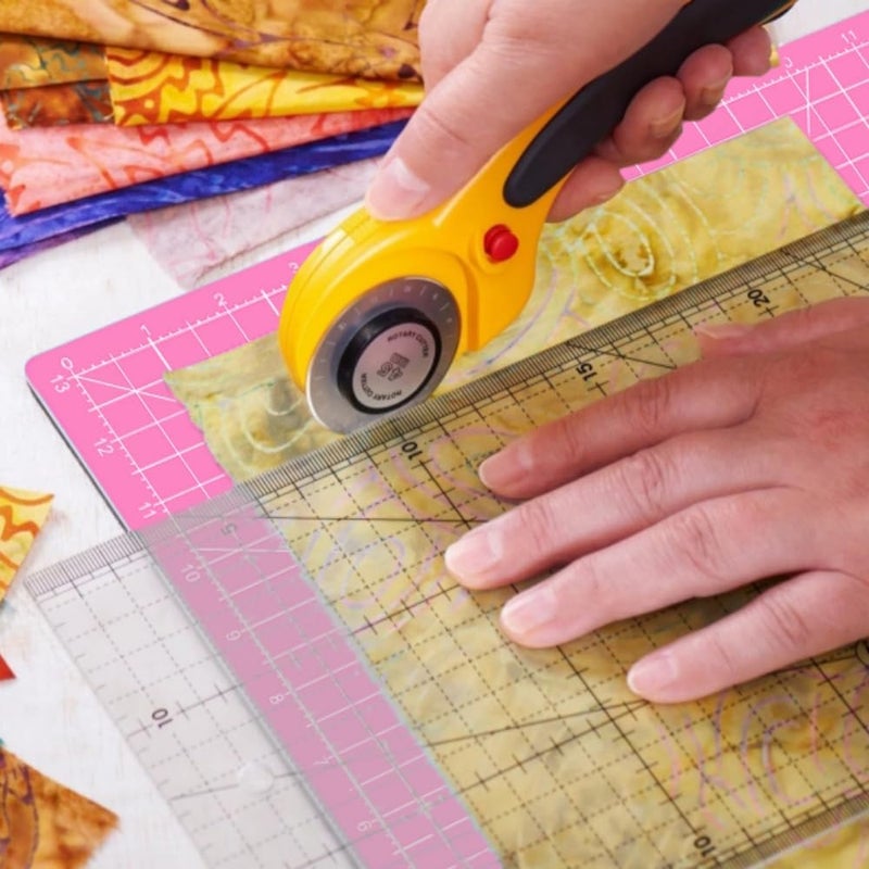 AMASEWART Rotating Self Healing Cutting Mat 14"x14" (13" Grid), Square Sewing Cutting Mat Board Perfect for Fabric Quilting & Art Projects, Pink - Image 4